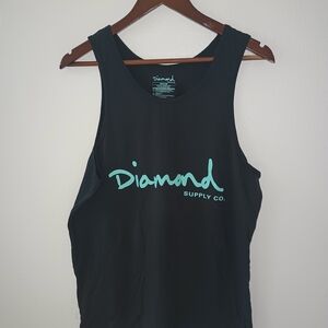 Diamond Supply Co. Black Tank with Blue Logo